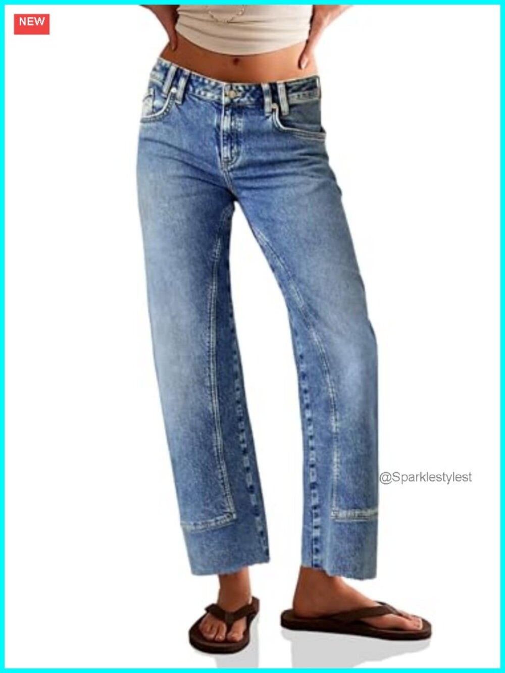 High Waisted Straight Leg Cropped Ankle Jeans with Pockets